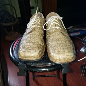 MENS PLACIDO ITALY MADE CROCODILE PRINT SHOE SIZE 9.5 GREEN